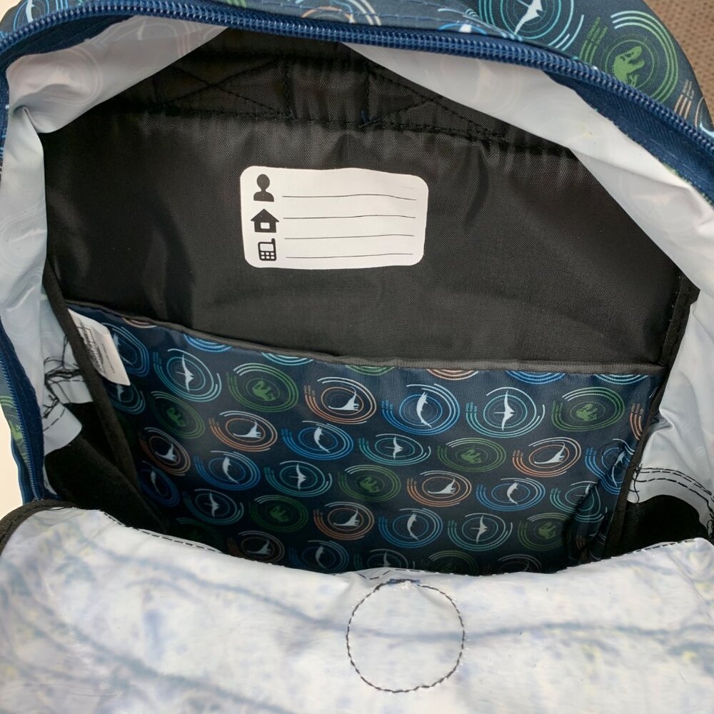 Jurassic World 17" Backpack Padded Laptop Sleeve Water-Resistant Blue Dinosaur - Picture 9 of 10